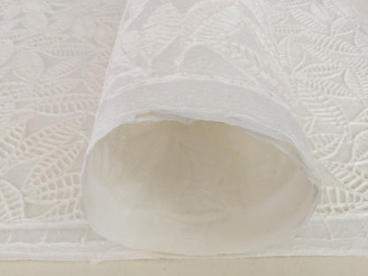 MULBERRY PAPER, EMBOSSED LEAVES, WHITE MULBERRY PAPER SHEET