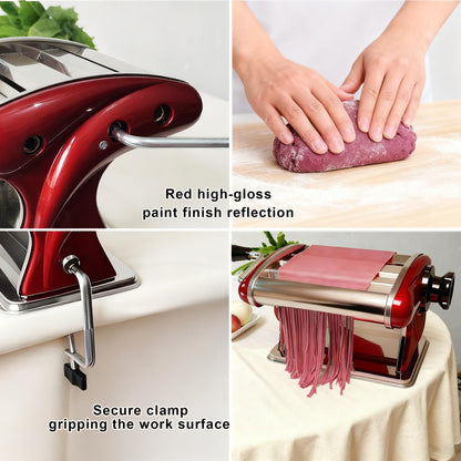 SHILINTONG Manual Pasta Maker Machine - Noodle Machine Dough Roller Hand Crank,No Disassembled-2/4mm Width Noodle/0.3-5mm Thickness Dough