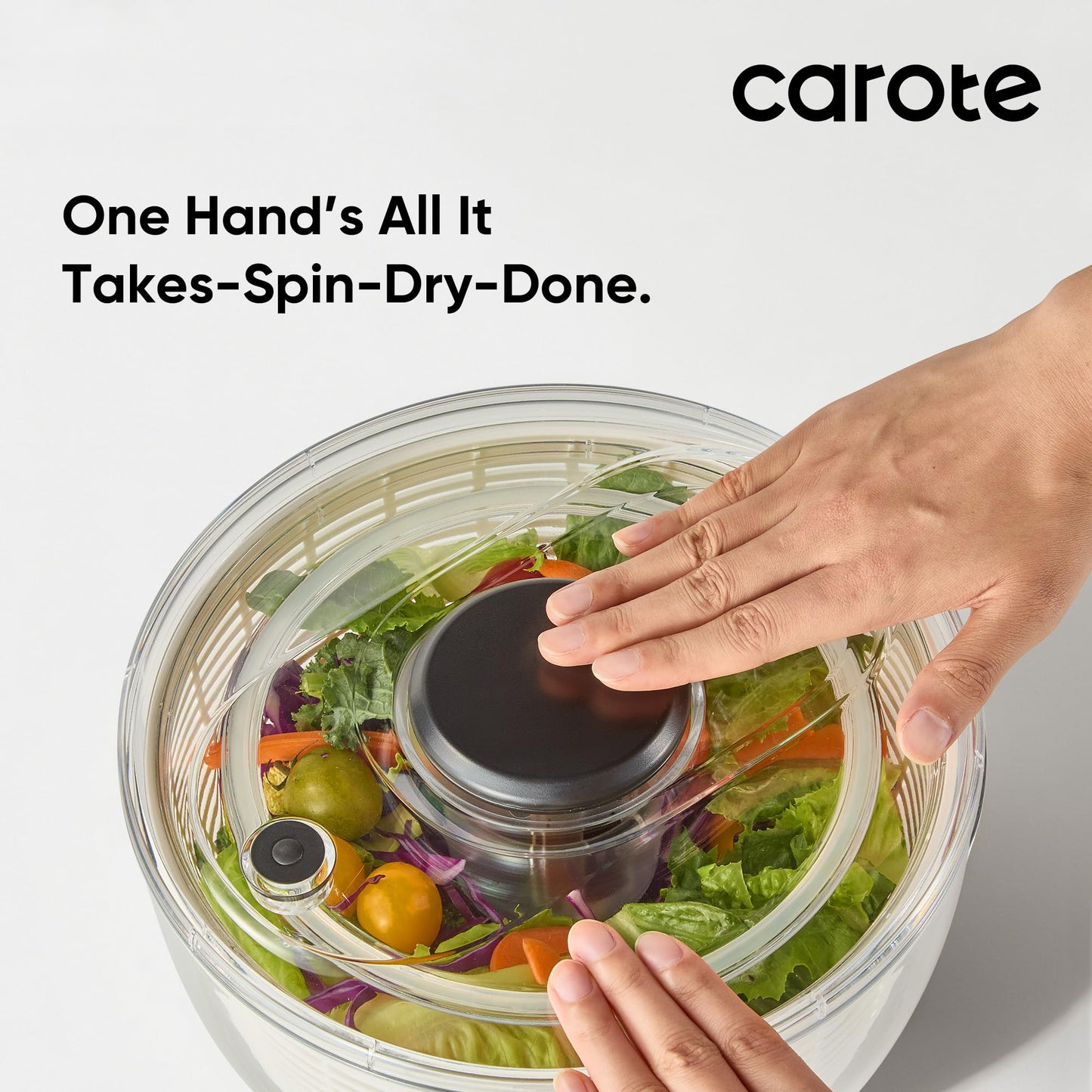CAROTE 3.8 Qt Salad Spinner Small Lettuce Spinner Plastic Vegetable Fruit Washer, Vegetable Cleaner Salad Cleaner Lettuce Washer, Non-Slip Base, BPA-Free
