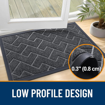OLANLY Waterproof Front Door Mat - All-Season Indoor Outdoor Doormat | Sturdy Natural Rubber, Grey (36x24)
