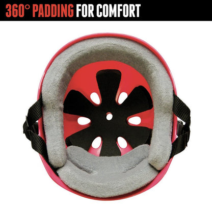 Triple Eight Sweatsaver Liner Skateboarding Helmet, Black Rubber w/ Red, Small