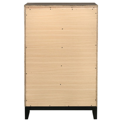 Coaster Home Furnishings - Watson - Wood - 5-Drawer Chest with Groove-Detailed Fronts, Black Legs, and Nickel Pulls - Bedroom - Gray Oak - 212425