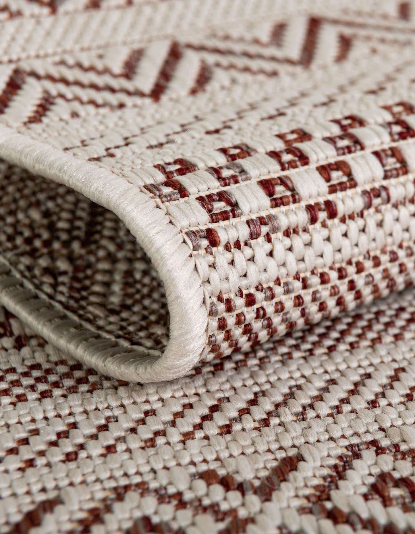 Unique Loom Outdoor Striped Collection Area Rug - Maia (10' x 14' 1" Rectangle, Red/Ivory)