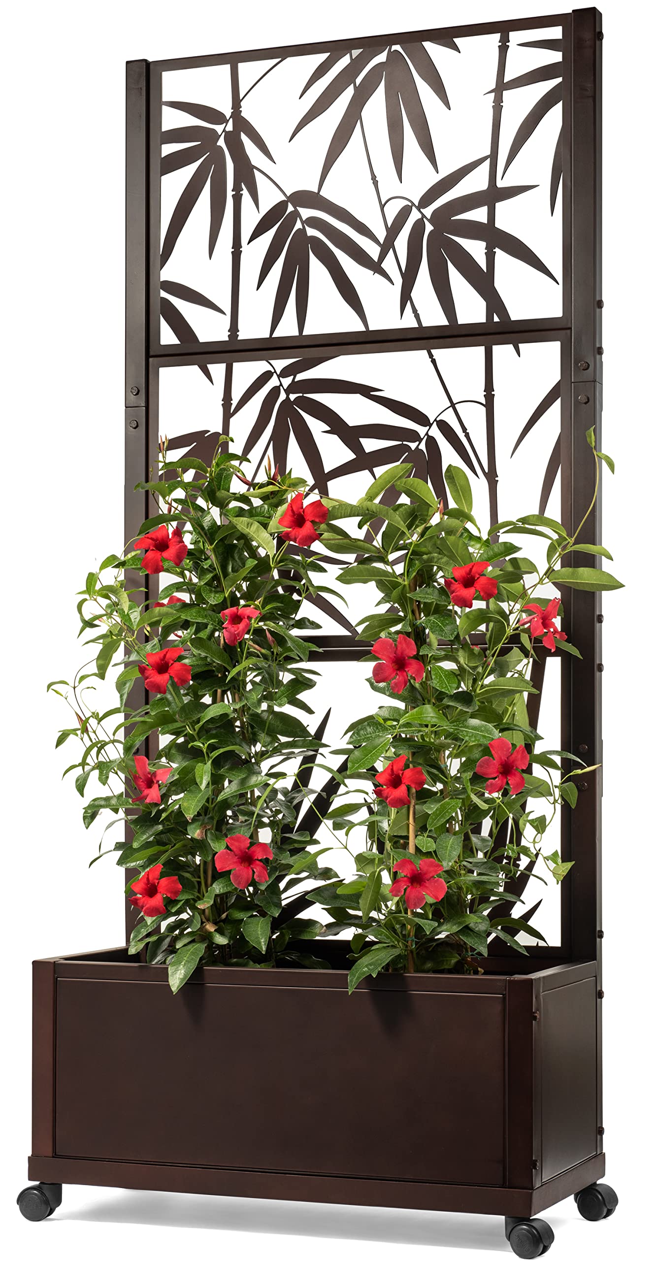 H Potter Trellis Planter with Wheels – 75" Freestanding Metal Privacy Screen Planter Box, Outdoor Indoor Garden Divider for Climbing Plants, Patio, Balcony, Deck