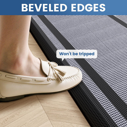 KitchenClouds [2 PCS] Kitchen Rugs Cushioned Anti-Fatigue Kitchen Mats for Floor Waterproof Kitchen Rug Set Non-Slip Comfort Standing Mat for Office, Sink, Laundry 17.3"×29"+17.3"×47",Black