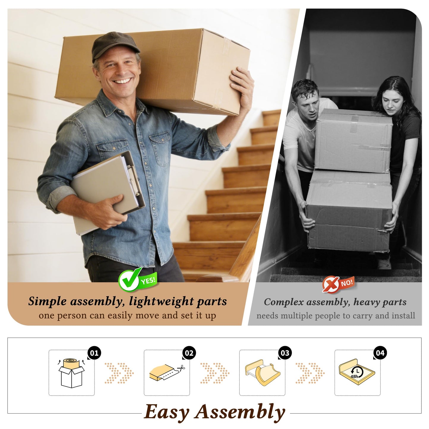 Homkdom Cloud Bed Frame with 9.4" Extra Thick Soft Headboard, Anti-Collision Round Corner Soft Queen Bed Frame for Modern Bedroom,Apartments,Bed Frame Queen Size with No Box Spring Needed,Beige