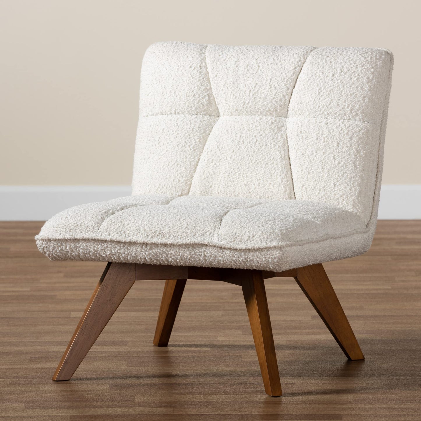 Baxton Studio Darielle Chair, One Size, White/Walnut Brown