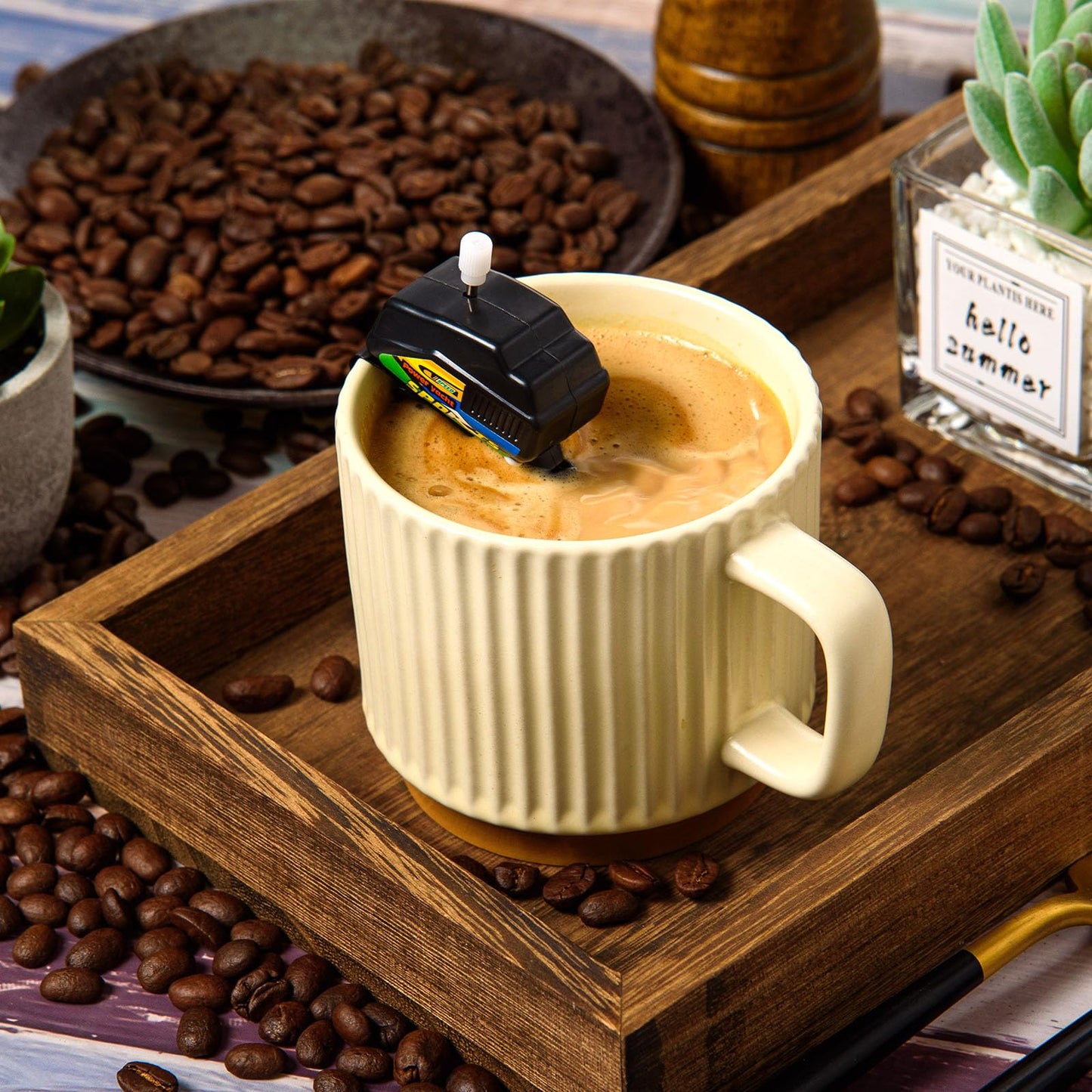 Scentia Boat Motor Coffee Stirrer,Stainless Steel Clips Can Hold Cups Tightly,Propeller Can Penetrate Deeply Into Cup Stir Thoroughly,Unique Gadgets For Make Coffee Time More Fun,Gifts (2), JBQ-01