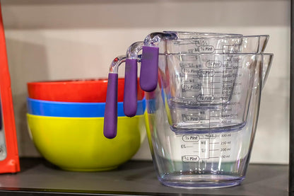 Colourworks Measuring Jug Set, 3-Piece Plastic Jugs with 200, 400 and 900ml, Purple