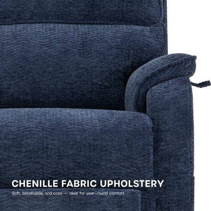 DYNOX Oversized 400 lbs Power Lift Recliner Chair for Big and Tall Elderly, Dual Motor Lay Flat Lift Chair with Heat & Massage, Extended Footrest, 9298L, Chenille Blue