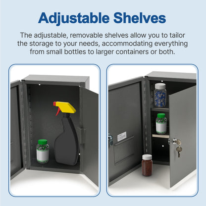 Graham-Field Locking Medicine Cabinet - Safe Narcotic, Drug & Medical Storage - Steel Double Doors & Locks