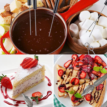 6 Candy Dipping Tools Chocolate Dipping Fork Spoons Set 2 Culinary Drawing Decorating Spoon Set,Stainless Steel Kitchen Cooking Tweezers Tongs Icing Spatula for Decorative Plates Making Desserts