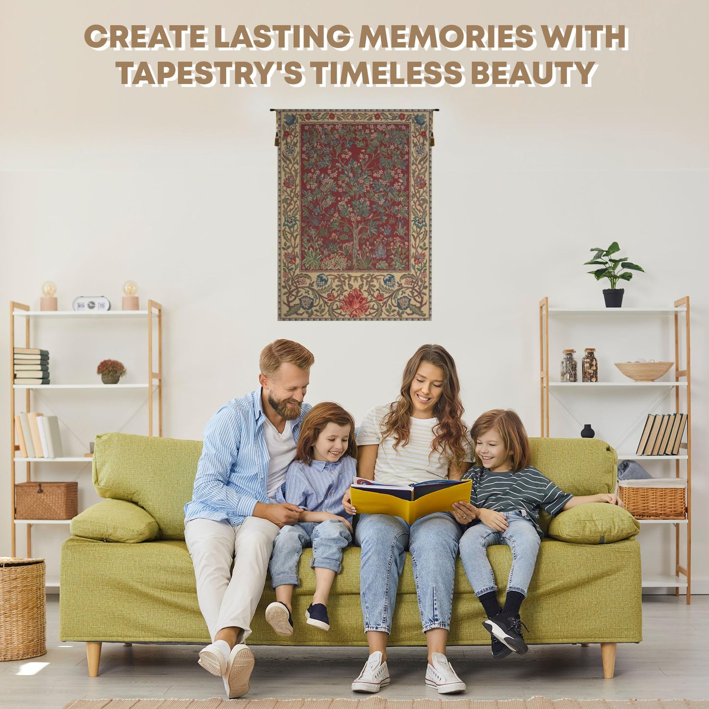 C Charlotte Home Furnishings Inc Tree Of Life Red Belgian Medium Tapestry Wall Hanging | Viscose Cotton and Polyester Blend Wall Art | 26 in. x 40 in. | Home Decor Accents | By William Morris