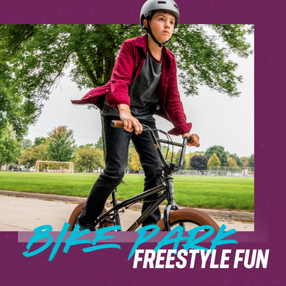 Mongoose Legion L10 Kids Freestyle Sidewalk BMX Bike, Beginner Riders, Boys and Girls, 20-inch Wheels, Hi-Ten Steel Frame, Micro Drive 25x9T BMX Gearing, Red