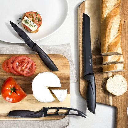 Home Hero Kitchen Knife Set - Wooden Knife Block Organizer - High Carbon Stainless Steel Blades - Ergonomic Handles with Built-In Sharpener & Kitchen Scissors - 16 Pcs, Acrylic Black