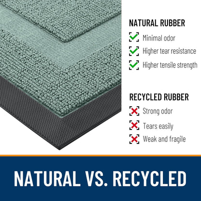 OLANLY Waterproof Front Door Mat - All-Season Indoor/Outdoor Doormat | Sturdy Natural Rubber, 59x23, Grayish Green
