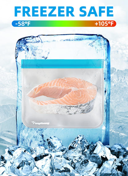 24 Reusable Food Storage Bags, Freezer Bags with Pack BPA FREE (8 Reusable Gallon Bags+8 Leakproof Reusable Sandwich Bags+8 Food Grade Snack Bags) EXTRA THICK Reusbale Lunch Bag for Salad Fruit