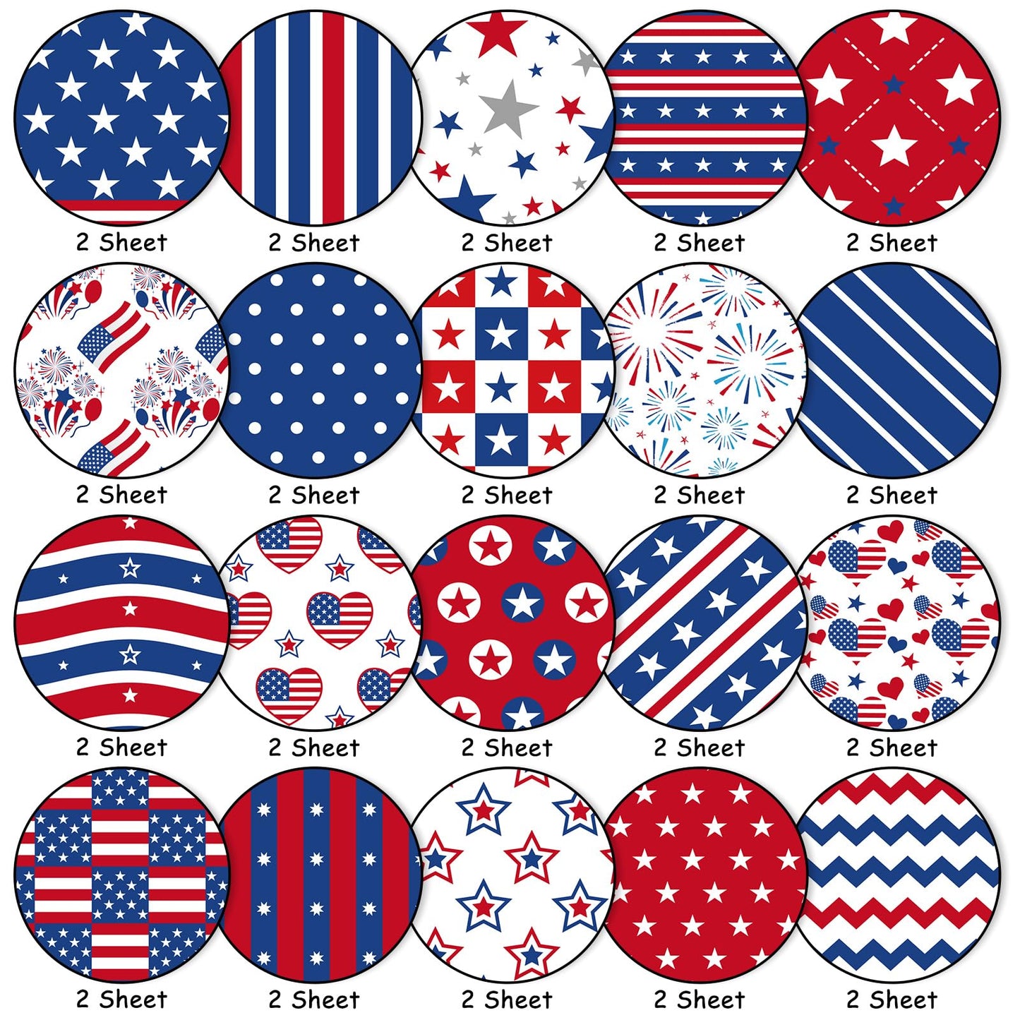 Whaline 40 Sheets Patriotic Pattern Paper Star Fireworks Stripe Scrapbook Specialty Paper 4th of July Double Sided Craft Papers For Independence Day DIY Card Making Photo Album Decor, 5.9 x 5.9 Inch