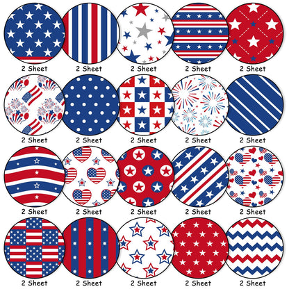 Whaline 40 Sheets Patriotic Pattern Paper Star Fireworks Stripe Scrapbook Specialty Paper 4th of July Double Sided Craft Papers For Independence Day DIY Card Making Photo Album Decor, 5.9 x 5.9 Inch