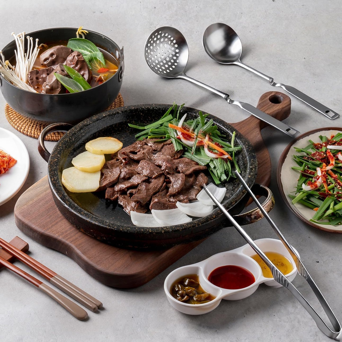 6 PCS Hot Pot Tongs and Spoons, Hotpot Utensil Kit Shabu Shabu Pot, Long-handled Holed Kitchen Utensils, Suitable for Kitchen Cooking, Barbecuing and Hot Pot