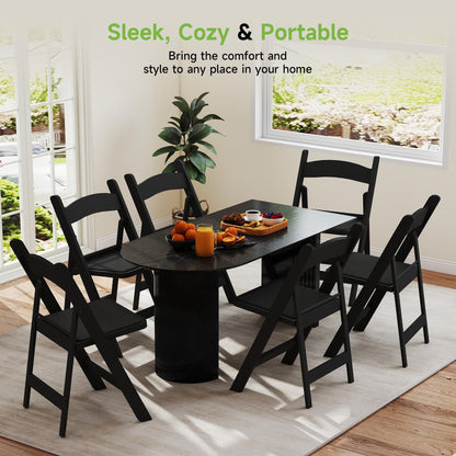Real Relax Black Resin Folding Chairs with Cushion - Comfortable Foldable Plastic Chair - Stackable Chairs with Padded Seats - Indoor/Outdoor Chairs for Events, 600lbs Capacity(10 Pack)