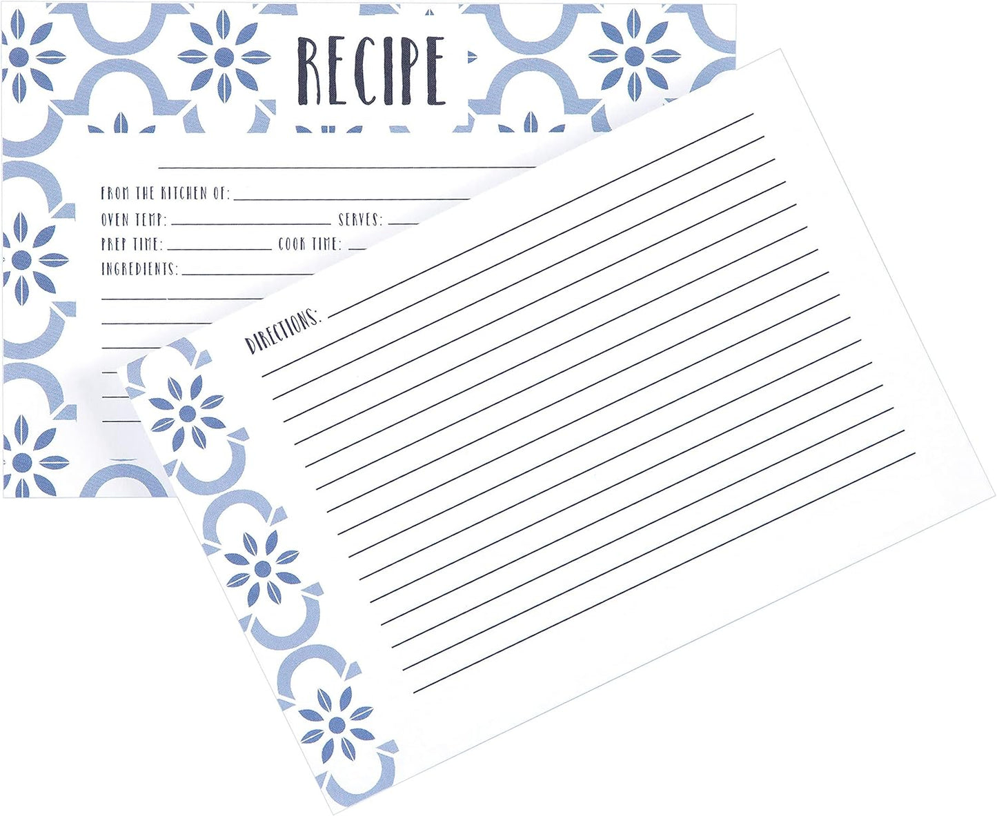 C.R. Gibson Q12-24018 Double Sided Recipe Cards, 40pcs, 4'' W x 6'' L, True Blue