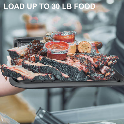 ECOIOU Extra Large Grilling Prep and Serve Trays, 17.3x13 inch BBQ Tray for Raw and Cooked Food, Melamine Serving Trays for Food, Set of 2, Black and White