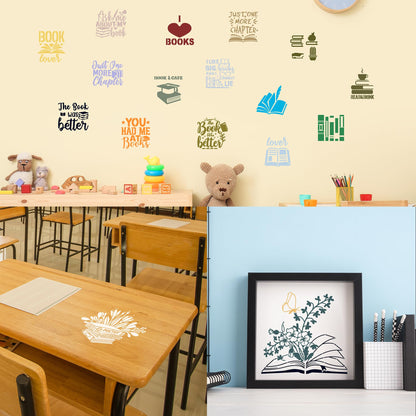 Book Flower Stencils for Painting - 24 Pcs Reusable Book Flower Floral Plants Spraying Drawing Supplies Stencils DIY Crafts Drawing Template Set for Home Wood Table Wall Paper Scrapbook Decor
