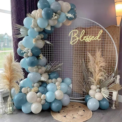 PartyWoo Dusty Blue Balloons - 140-Piece Boho Balloon Arch Kit for Baby Showers & Graduations | 5-12 Inch Sizes