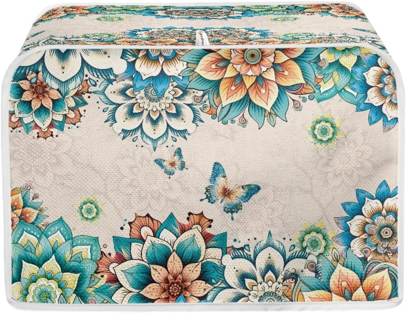 2 Slice Toaster Covers Boho Butterfly Print, Washable Kitchen Appliance Protector, Anti-Sputtering Cover