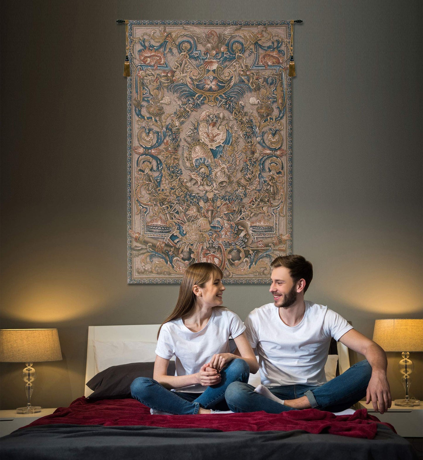 Feu Belgian Tapestry Wall Hanging - 55 in. x 82 in. Cotton/Viscose/Polyester by Charlotte Home Furnishings