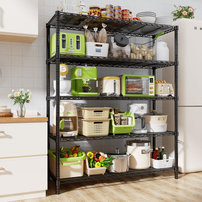 MODCART Storage Shelves, 2 PCS 48" L x 20" W x 72" H Heavy Duty Garage Wire Shelving Unit Loads 2000LBS, 5-Tier Adjustable Metal Industrial Utility Shelf Rack for Kitchen, Laundry Room, Basement