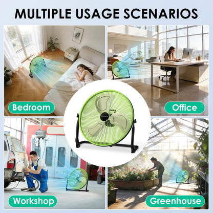 ZIZIWIN 18'' Rechargeable Battery Operated Floor Fan, Portable Cordless Camping Fan Outdoor, Long Lasting Battery Powered Fan, 360° Tilt, Wireless, USB Output, for Home Gazebo Greenhouse Outside Gym