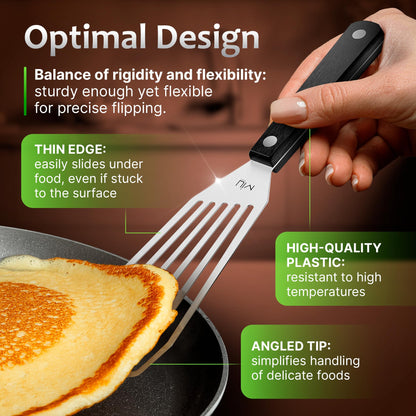MIU Fish Spatula Stainless Steel, Flexible, Polished Metal, Corrosion Resistant, Kitchen Slotted Turner [Upgraded Version]