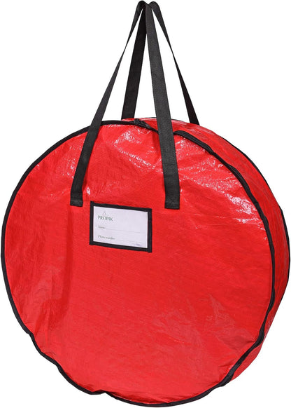 ProPik Christmas Wreath Storage Bag - Heavy Duty Tear Resistant Material with Handles | 24" x 8" (Red)