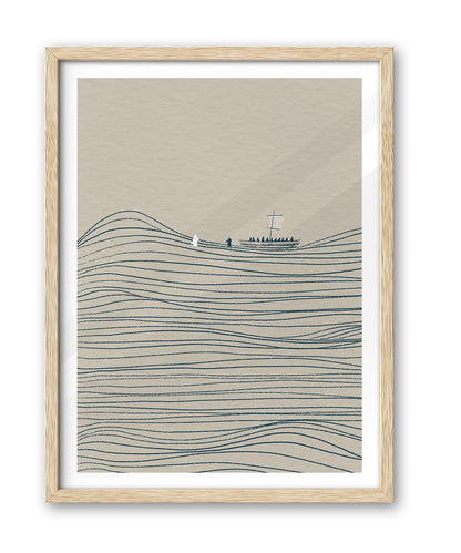 iHery Natural OAK Wood Jesus and Peter Walk on Water Framed Wall Art, 12x16 in Modern Sketch Bible Verses Canvas Art Decor, Beige Logs Boho Scripture 1Pack for Living Room Bedroom