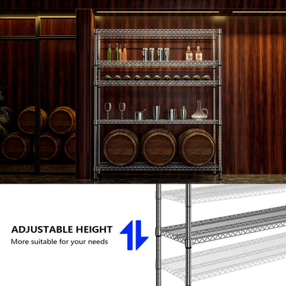 M MZG 3500LBS 59" W 5 Tier Storage Shelves Rack Metal Wire Shelving Unit, Storage Standing Shelf Organizer for Laundry Bathroom Kitchen Pantry Closet Garage, Chrome 17.7" D x 59.1" W x 70.4" H