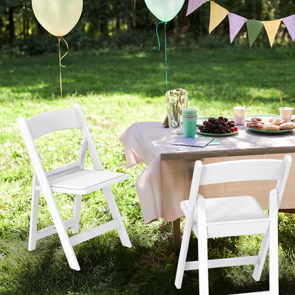 VINGLI Resin Folding Chairs with Cushion, Foldable Plastic Chair with Comfortable Padded Seats, Perfect for Event Party Indoor Outdoor, White, 8 PC