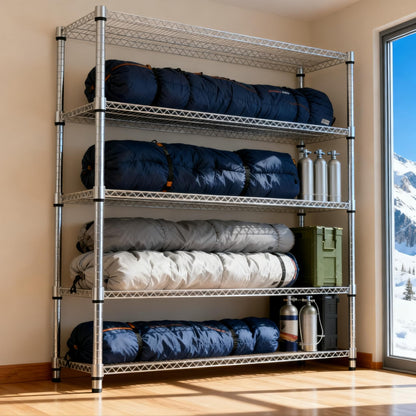 M MZG 5 Tiers Shelf 3300 lbs Steel Storage Shelving Utility Shelving Unit Steel Organizer Wire Rack for Home,Kitchen,Office,Garage Chrome 17.7" D x 47.2" W x 70.3" H