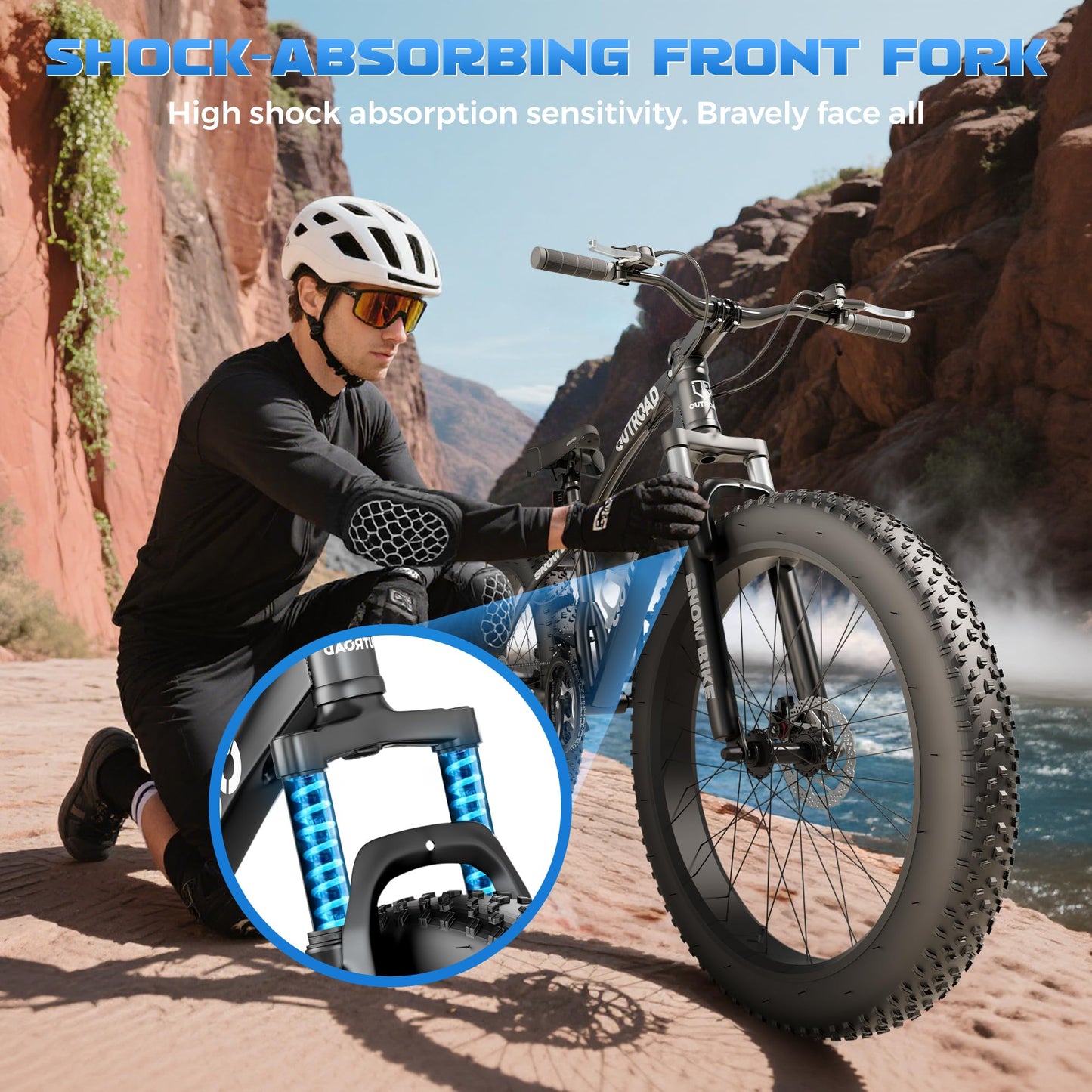 Incbruce 26 Inch Fat Tire Mountain Bike, High Carbon Steel Frame, 21 Speed MTB with Dual Disc Brakes for Men/Women/Adults (Black)