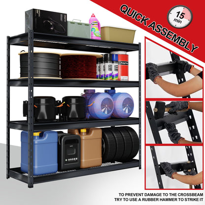 Shuntong The Atlas 8000LBS Ultra Heavy Duty Garage Shelving, 72”W Storage Shelves, Adjustable NSF Certified Metal Industrial Rack for Warehouse Basement, 72" W x 24" D x 72" H
