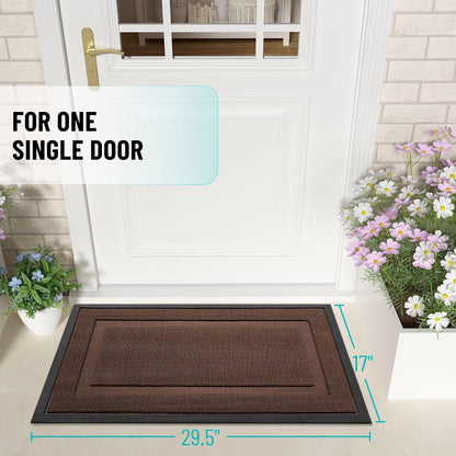 OLANLY Waterproof Front Door Mat - All-Season Indoor/Outdoor Doormat, Easy Clean, 47x23, Chocolate Brown