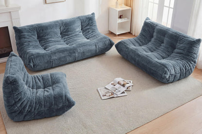 Cansunna Bean Bag 3-Seater Chair Big Sofa Beanbag Chair for Adults Fireside Chair Bean Bag Lounger with Memory Foam Filled for Home,Apartment or Gaming Venue（Grey Plush）