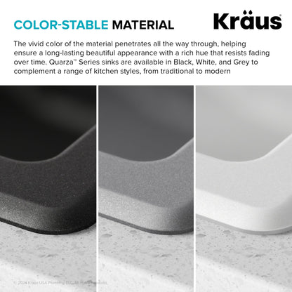 KRAUS Quarza 31-inch Drop-In/Undermount Single Bowl Granite Kitchen Sink in Black Onyx, KGD-412B