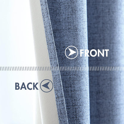 MIULEE Blackout Curtains - 100% Thermal Insulated Linen Texture - Stone Blue, 52x120 Inch (2 Panels)