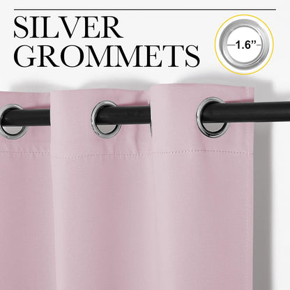 NICETOWN Blackout Curtains - Thermal Insulated Solid Grommet Drapes | Baby Pink, 42 x 63 Inches (1 Pair)