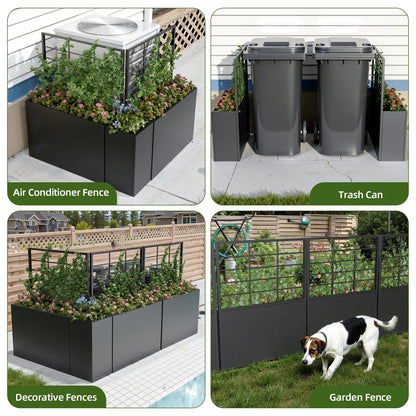 Trygoal 2 PCS Metal Planter Box with Trellis & 1 PCS Planter Box, 35" Lx11.8 Wx47 H Metal Raised Garden Bed with Trellis and Drainage Holes,Outdoor Standing Flower Bed for Climbing Plants,Vines