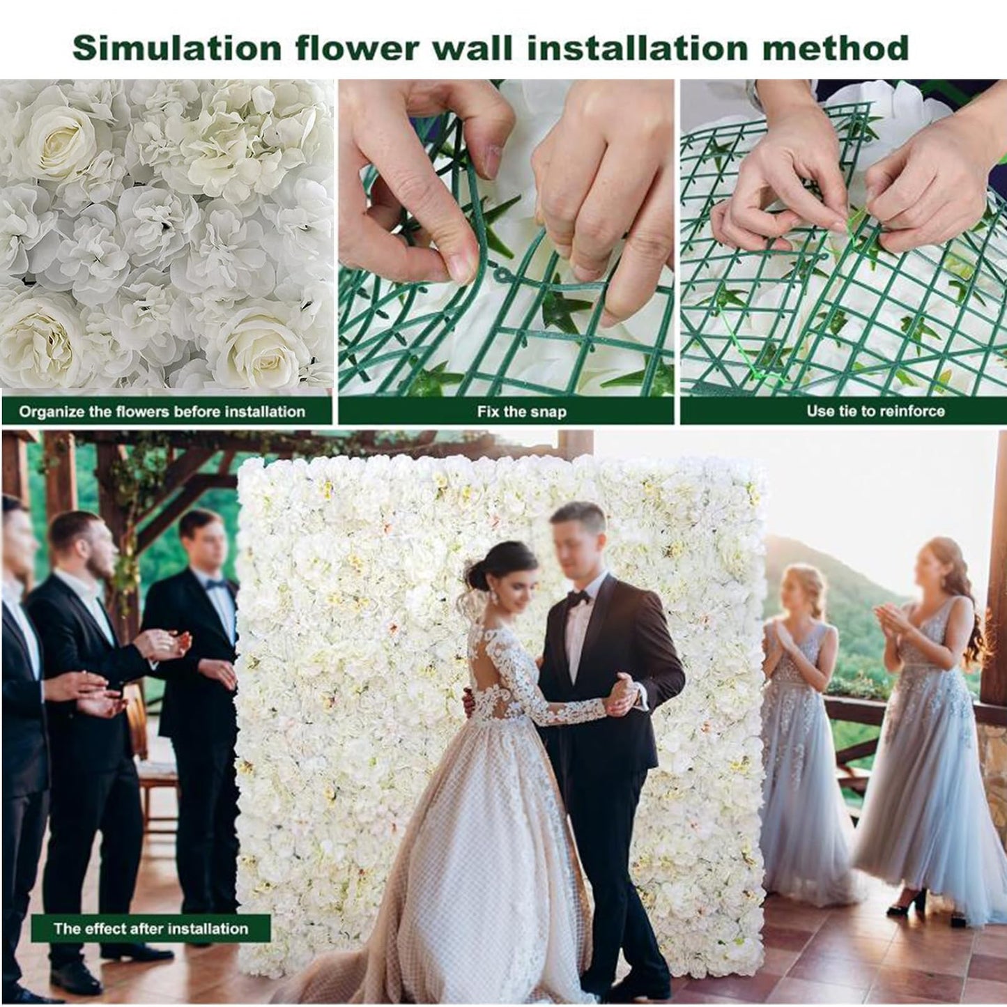 JIIPOREGJ Artificial Hedges Flowers Privacy Fence Screen Panels,for Backdrop Wedding Wall Decoration,Lightweight and Easy to Install,15pcs