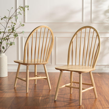 SAFAVIEH Furniture - Wendall Chair Set of 2 - Natural Solid Wood - Windsor Style High Back Spindle Chair - Ideal for Dining Room, Kitchen, 18" Seat Height (DCH8509B-SET2)