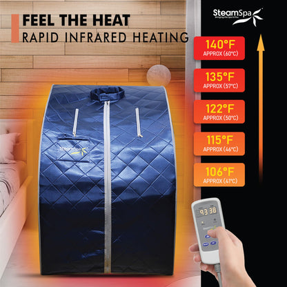 STEAMSPA Portable Steam Saunas for Home - Personal Sauna Steam Tent for Relaxation - Indoor Foldable Bathtube for Body Spa - Hand-Accessible Zippers, Remote Control Included (Blue)